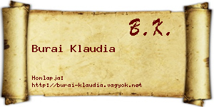 Burai Klaudia névjegykártya